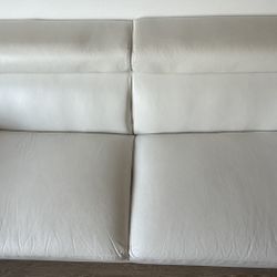 Modern White Leather Sofa – Excellent Condition