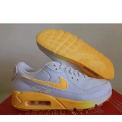 Nike Air Max 90 Se White-Citron Pulse-Alabaster Womens Sz 7 White Yello FJ4548-100
