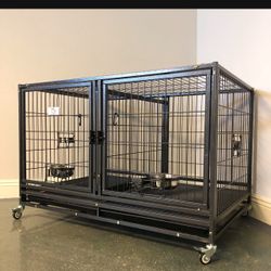 Dog Cage Kennel Size 43” With Divider And Feeing Bowls New In Box 📦 