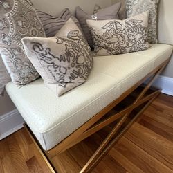 White And Gold Modern Bench $125