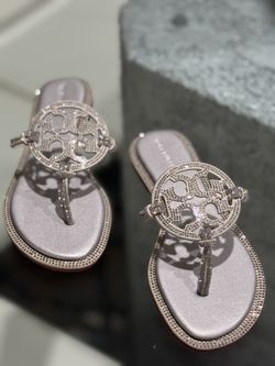 Tory Burch Silver Sparkle Sandals Size 8