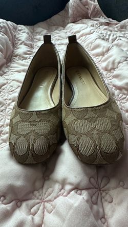 Coach Signature Canvas Ballet Flats  Brown/Tan  Authentic