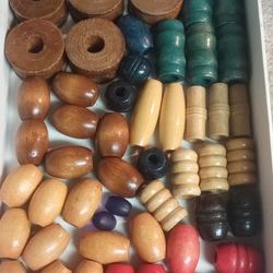 Wood Macrame Bead Lot