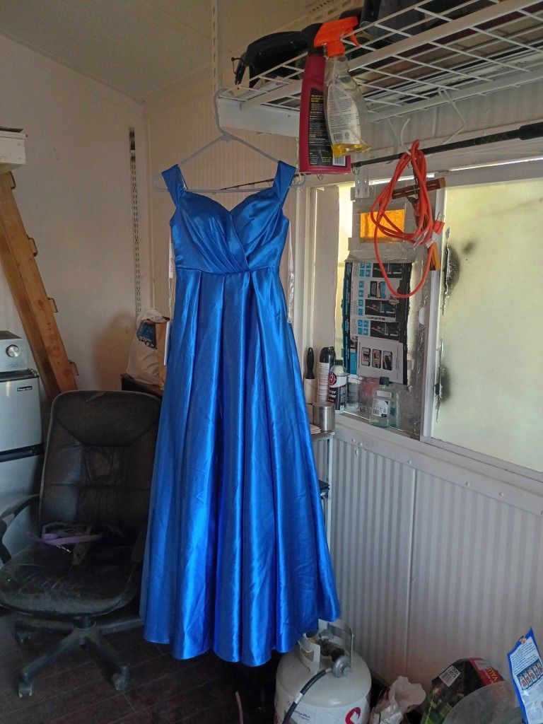 JJ's House Bridesmaids Dress Satin Blue Sizzle