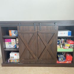 Sliding Barn Door TV Stand, Color: Espresso