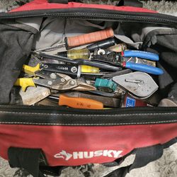 Nice HUSKY Tool Bag w/Misc Collection Of Tools