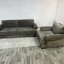 ( Delivery Available ) Macys Gray Couch and Chair Set