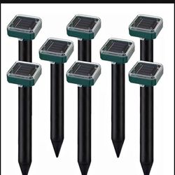 Solar Powered 8 Pack Sonic Mole Deterrent Spikes,Snake Gopher Vole Repellent for Garden Yard 