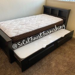 New Twin Bed With Trundle And Mattresses 