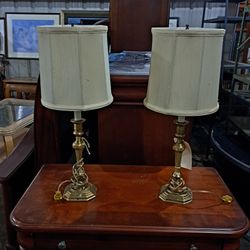 Pair Of Brass Lamps 
