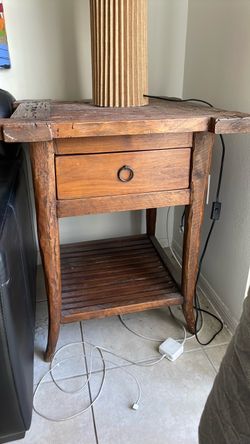 Rustic Wooden End Table with Drawer