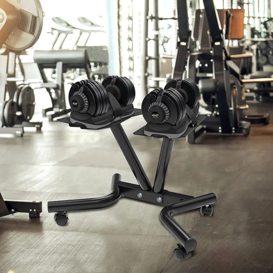 Adjustable Dumbbell Stand Fitness Dial Dumbbell Rack with Adjustable Belt for Home Gym Set