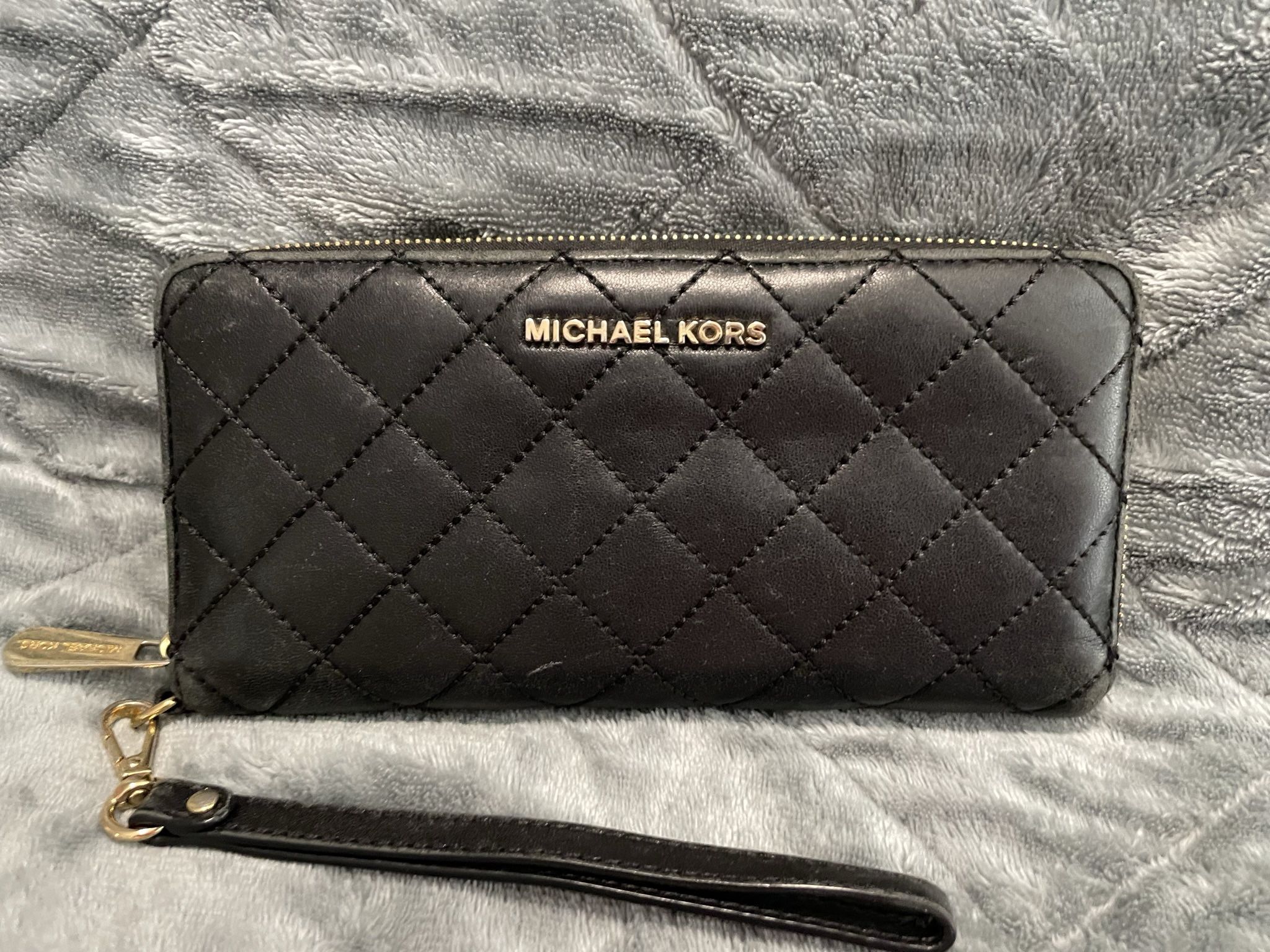 Michael Kors Black Quilted Large Leather Wallet 
