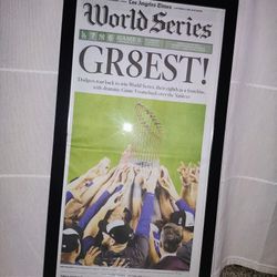 Framed LA Times World Series News Paper Print