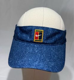 Nike Challenge Court Tennis Hat Sun Visor Adjustable Strapback Blue Denim