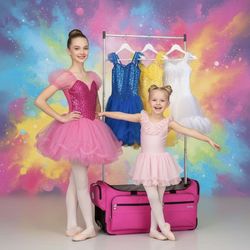 Dance Bag with Garment Rack, 23 Inch Rolling Dance Duffel, with Wheels, Height Adjustable Clothes Rack, USB Port, Privacy Protection Curtain, Ideal fo