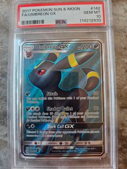 PSA 10 POKEMON UMBREON GX 2017 SUN & MOON #142 FA