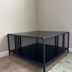 Black Metal Frame Coffee Two-Tier Table 