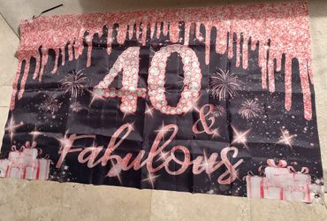 40 & Fabulous birthday banner 57" by 34" decoration