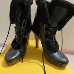 FENDI Black Leather Booties