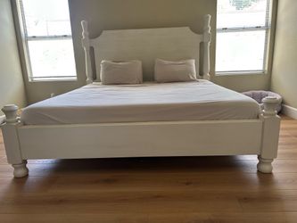 Chadworth antique white king bed