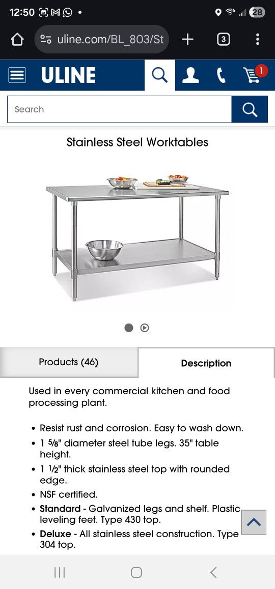 Stainless Steel Worktable - 60 x 30"