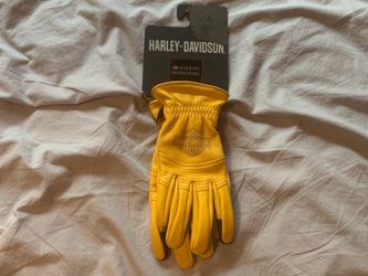 Harley Davidson Padded Leather Yellow Gloves; Size XS
