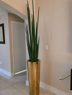 80-Inch Faux Plant with Gold Planter