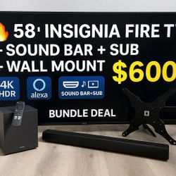 🔥 58” 4K Fire TV + Soundbar + Sub + Wall Mount – $600 ⭐