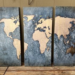 Blue Canvas World Map Pictures