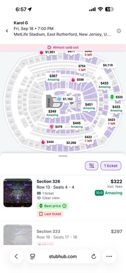Karol G Concert 1 ticket!! SEPTEMBER 18
