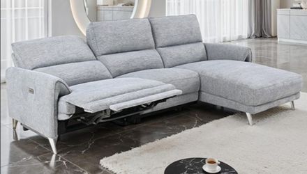 Brand New Grey Super Plush Chenille Power Reclining Sectional Sofa