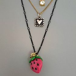 Rare Betsey Johnson Necklace With Strawberry