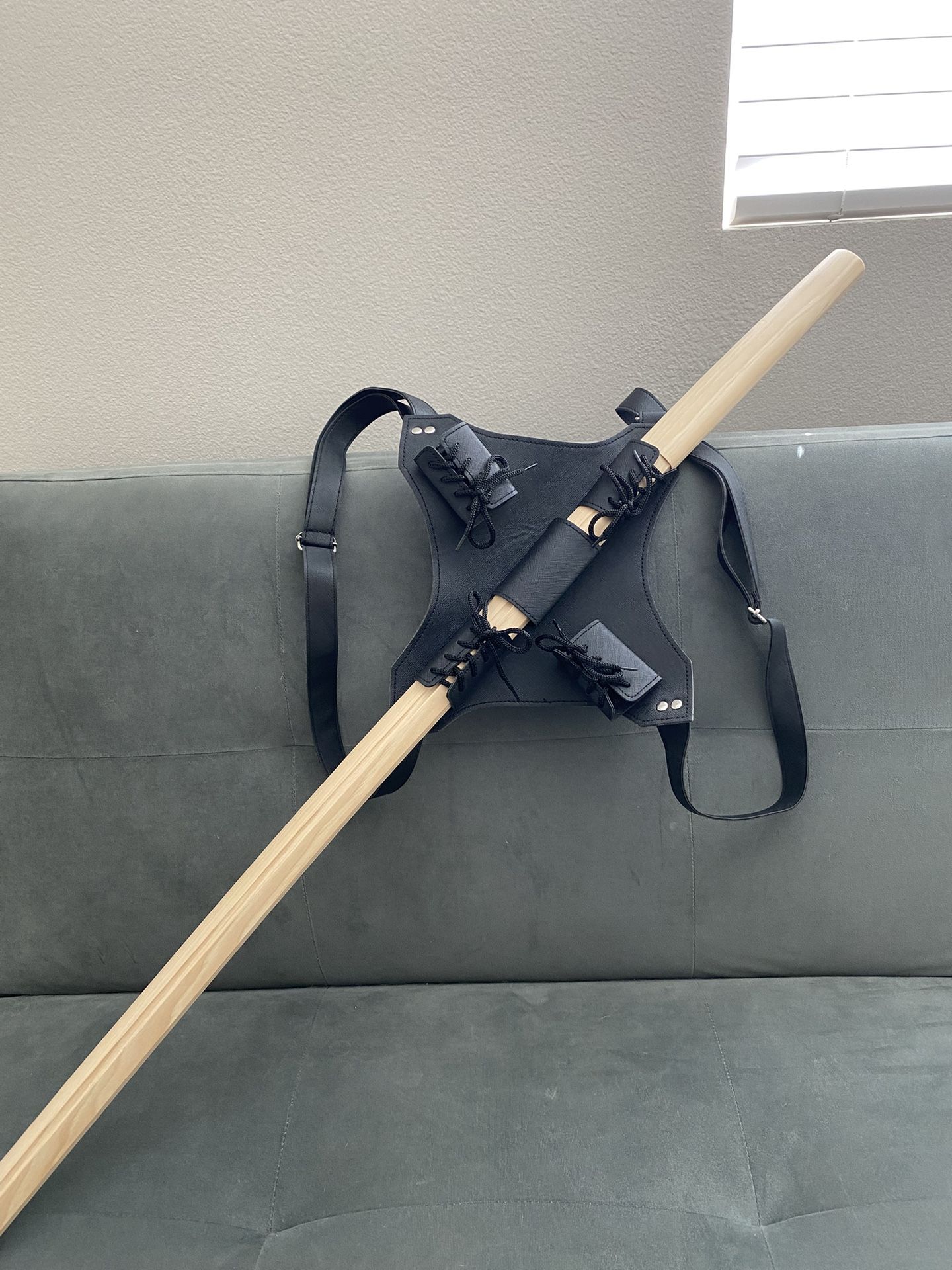 Dual Sword Back strap Carry Case For Anime Cosplay Halloween Ninja Hero Etc.
