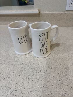 Rae Dunn Beer & Best Dad Ever Mugs Set