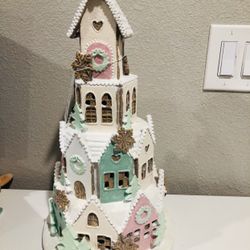 Large Pastel Light Up Gingerbread Castle