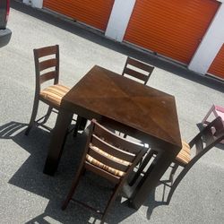 Wood Dining Table And 4 Chairs