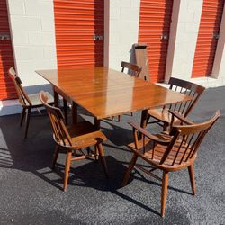 Willett Vintage Solid Cherry Wood Dining Set Table And Chairs 6 Piece