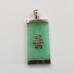 Jade And Sterling Silver Pendant 