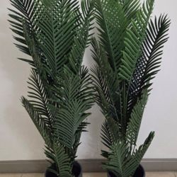 *** NEW LOW PRICE *** PAIR of 66" Faux Areca Palms in 12" (Diameter) Gray Planters @ Lasting Creations 