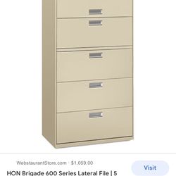 Five Level: Lateral Filing Cabinet (tan, Metal) 