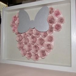 Handmade Minnie Mouse-Inspired Paper Flower Shadow Box – 11x14