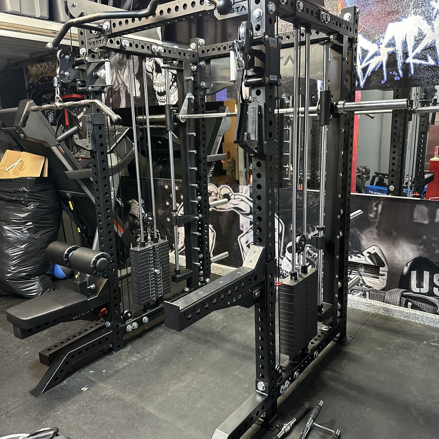 PRO SERIES Ultimate Half Rack Functional Trainer w/Smith Machine Bar | 320lb Stack | Gym Equipment | Fitness | Commercial | Squat Rack 