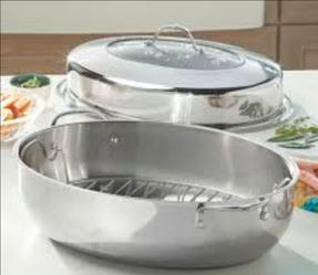 Stainless Steel Oval Roasting Pan with Lid