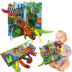 Jungle Tails Soft Cloth Baby Book Fabric Crinkle Book Babies Infant Book 0-18 M