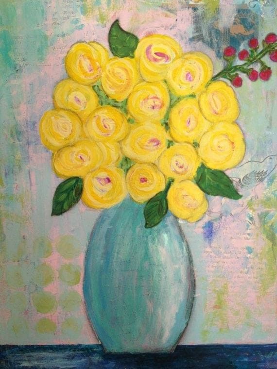 Acrylic Canvas Painting - Flowers