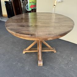 Pier 1 Imports Natural Solid Wood Round Dining Table Very Good Condition 