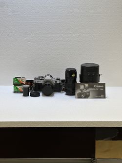 Canon AE-1 50mm SLR Film Camera With 135mm Lens Kit