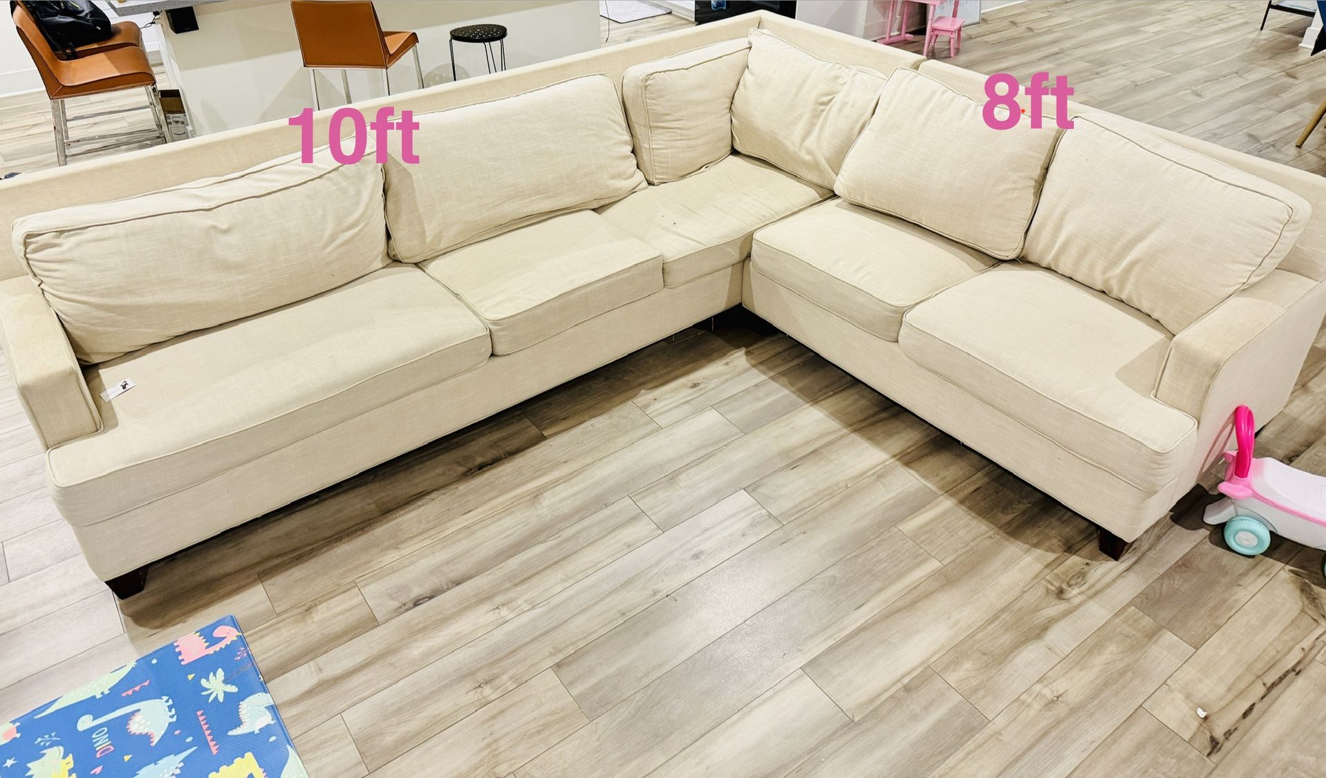 Sectional Fabric Sofa and washable covers 10ft * 8 ft * 3ft