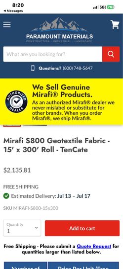 Geotextile Fabric Mirafi S800